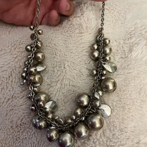 All The Jingle Ladies Necklace-  costume silver metal in EUC, 16-19 “